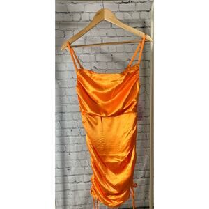 Wild Fable Satin Sleeveless Ruched  Dress OrangeWomen's   X-Small NWT